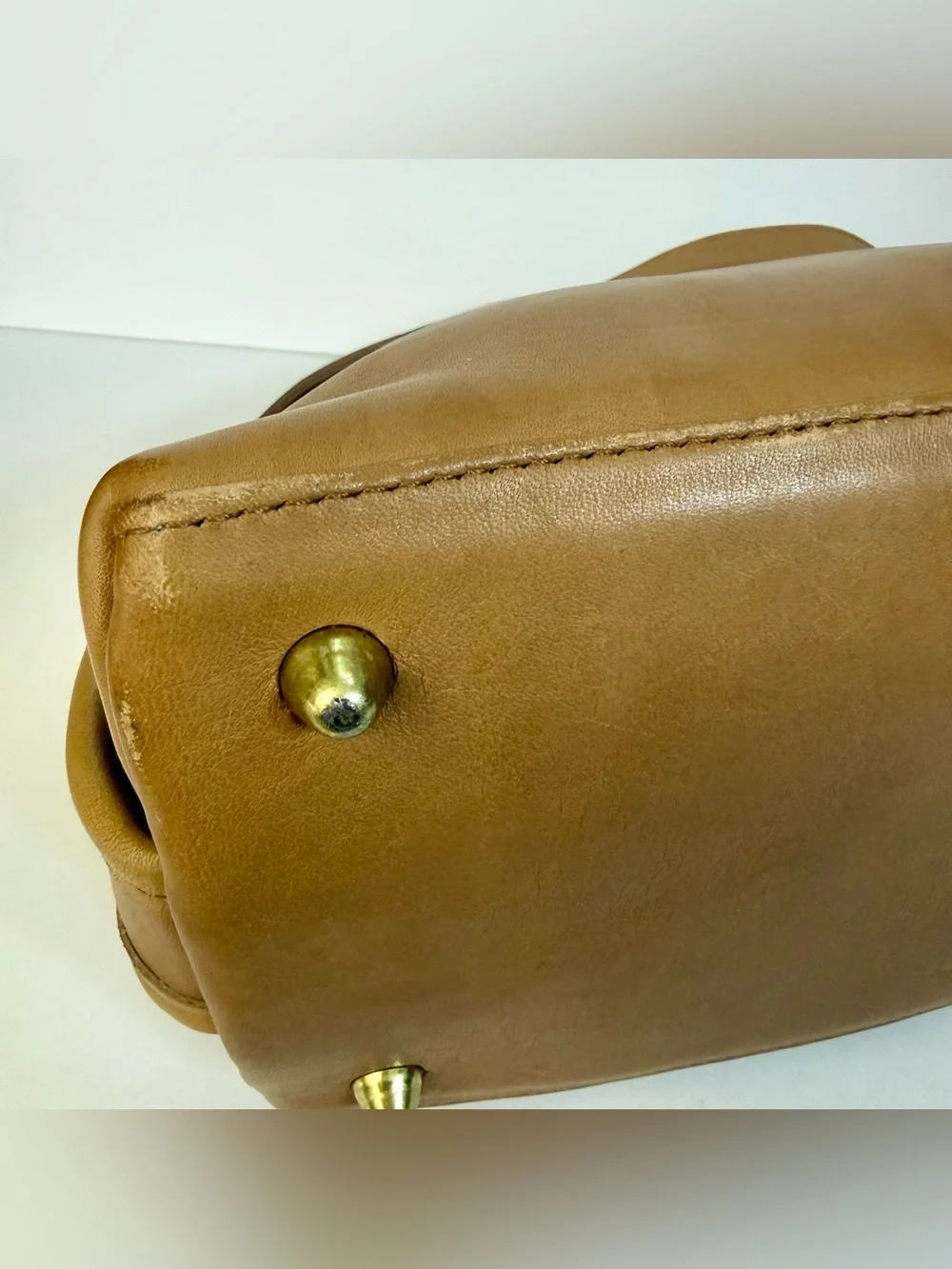 Vintage Coach Baxter Stone Light Tan Leather Satchel Doctor Bag Purse Crossbody